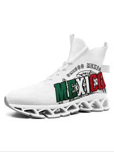 Women's Mexico Eagle Print High-Top Sneakers, Breathable Textile Upper, Durable Tpu Sole, Casual Comfortable Athletic Shoes