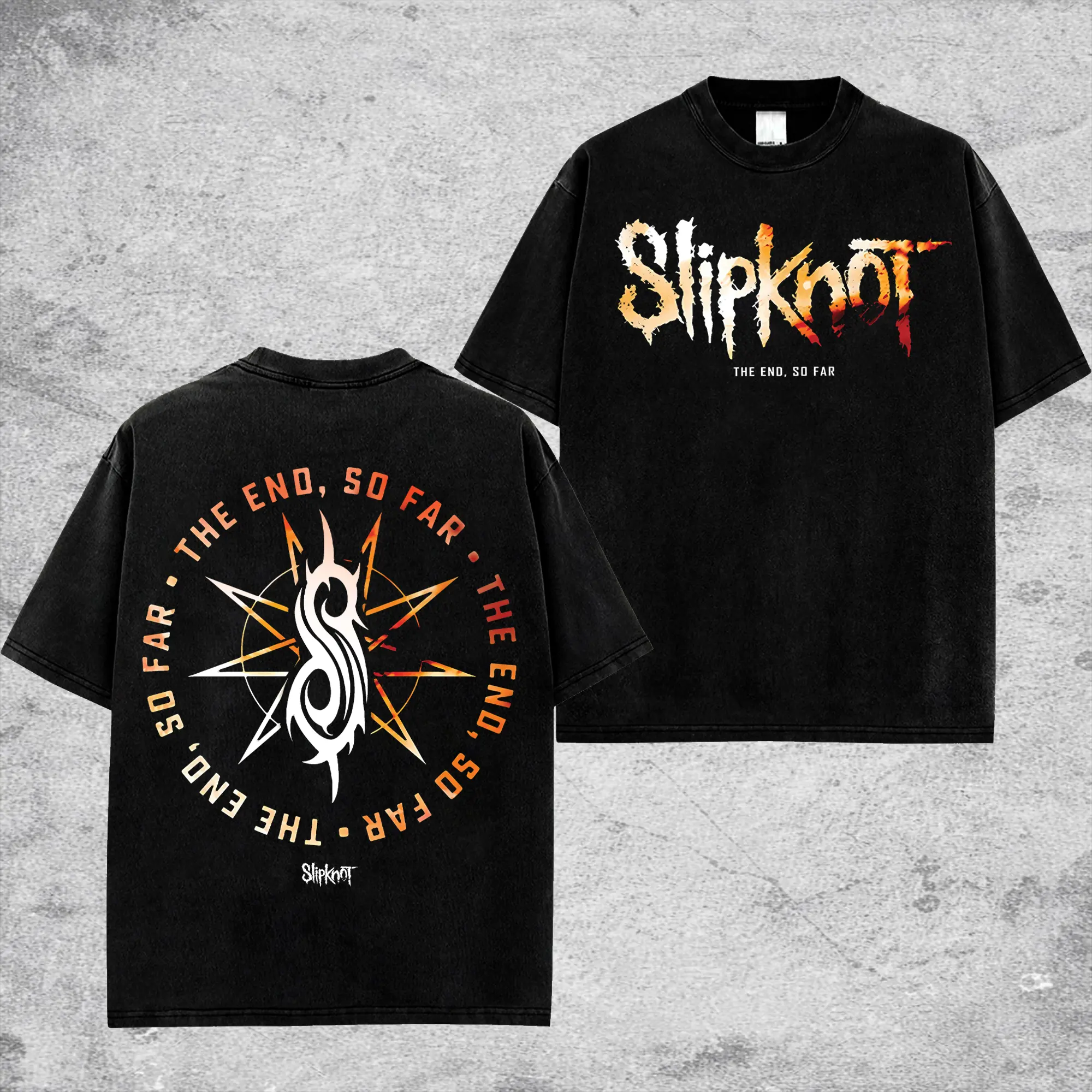 [$$$MANLIFE] Slipknot The End So Far Retro Unisex 100% Cotton Hoodie T-Shirt – Slipknot World Tour Rock Heavy Metal Cotton Washed Tee, Nu Metal Rock Band Washed Shirt, Oversized Vintage Tee, Heavy Metal Merch, Gift for Rock Fans