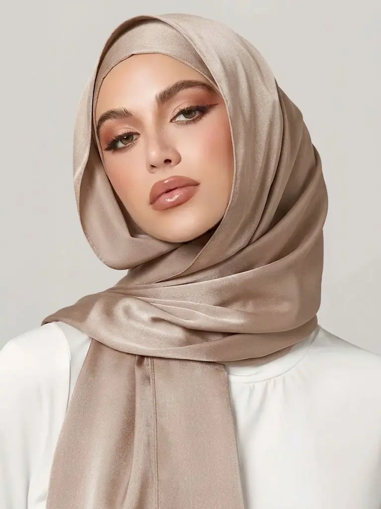 1pc Premium Soft Shimmer Wrap Scarf For Women, Elegant Solid Pearlescent Chiffon Shawl, Daily Versatile Hijab