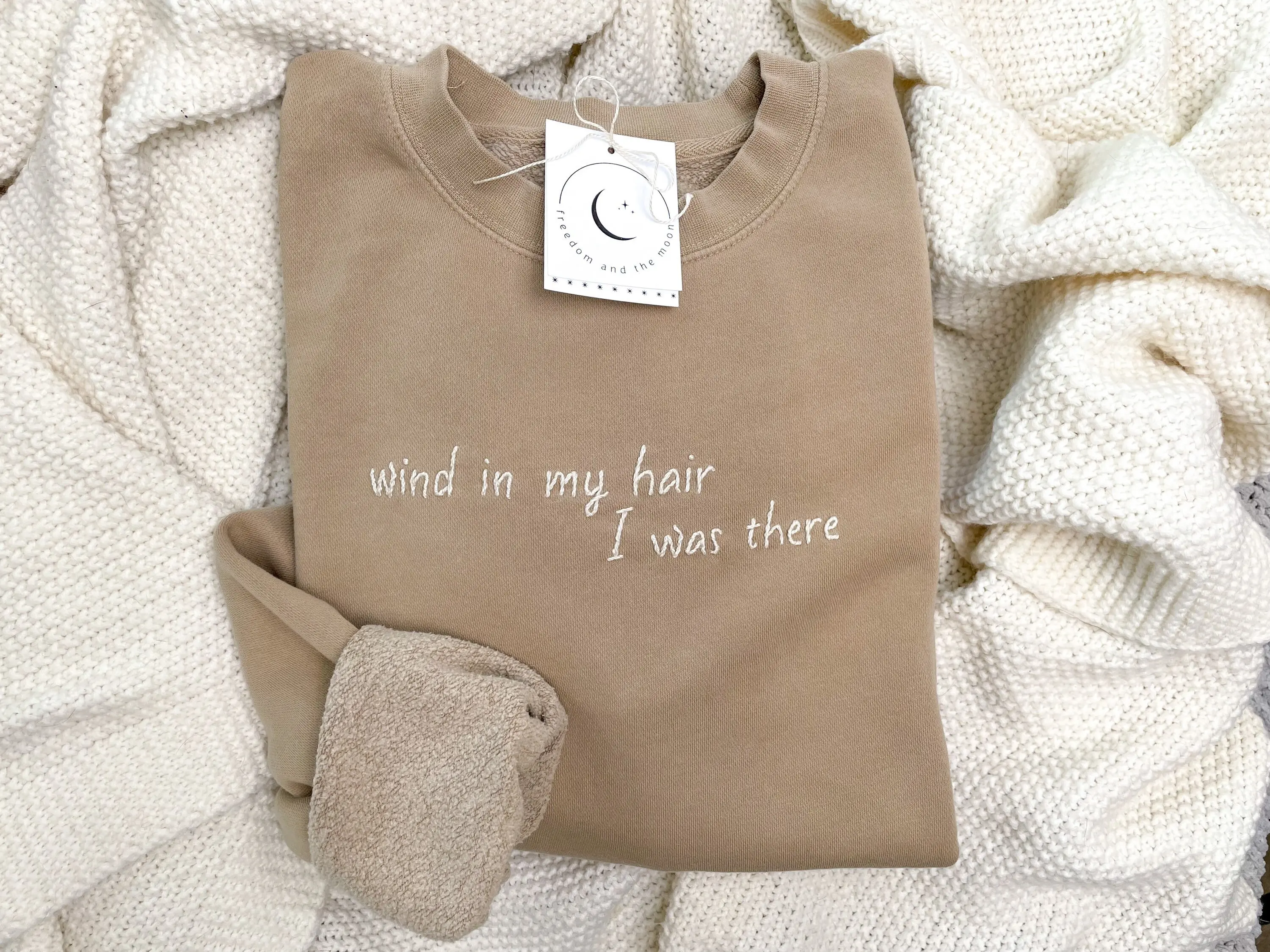Hand Stitched Wind in My Hair I Was There Embroidered Red All Too Well T.lor's Version Vintage Crewneck Sweatshirt
