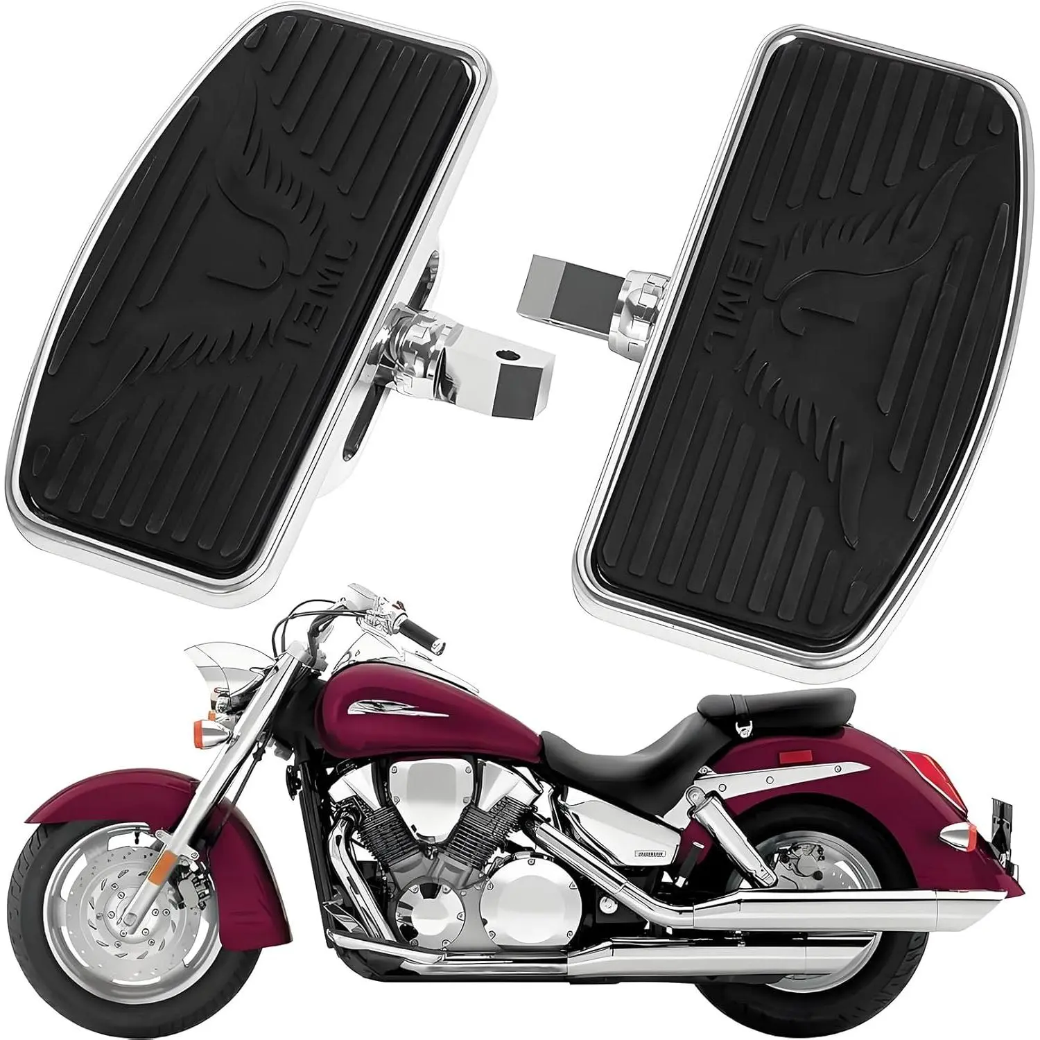 Adjustable Motorcycle Floorboards, Universal Driver Rider Passenger Footboards Footrest Foot Pegs Accessories for Honda VTX1300/1800 Shadow 1100 Yamaha V Star 650 Suzuki C50 Kawasaki Front Rear Pedal