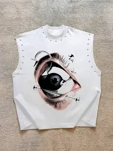 Men's Casual Vest, Sleeveless Graphic Tank Top, Realistic Eye Print, Skin-Friendly Fabric, Comfortable Fit, Regular Style, Perfect for Trendy Men, Daily Wear