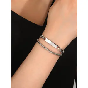 European-American Double Layer Cuban Link Bracelet | Minimalist Silvery Jewelry