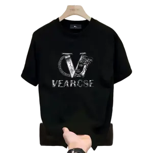 men's stylish pure cotton round-neck casual printed T-shirt, suitable for both men and women, perfect for fashionable and relaxed summer outfits.