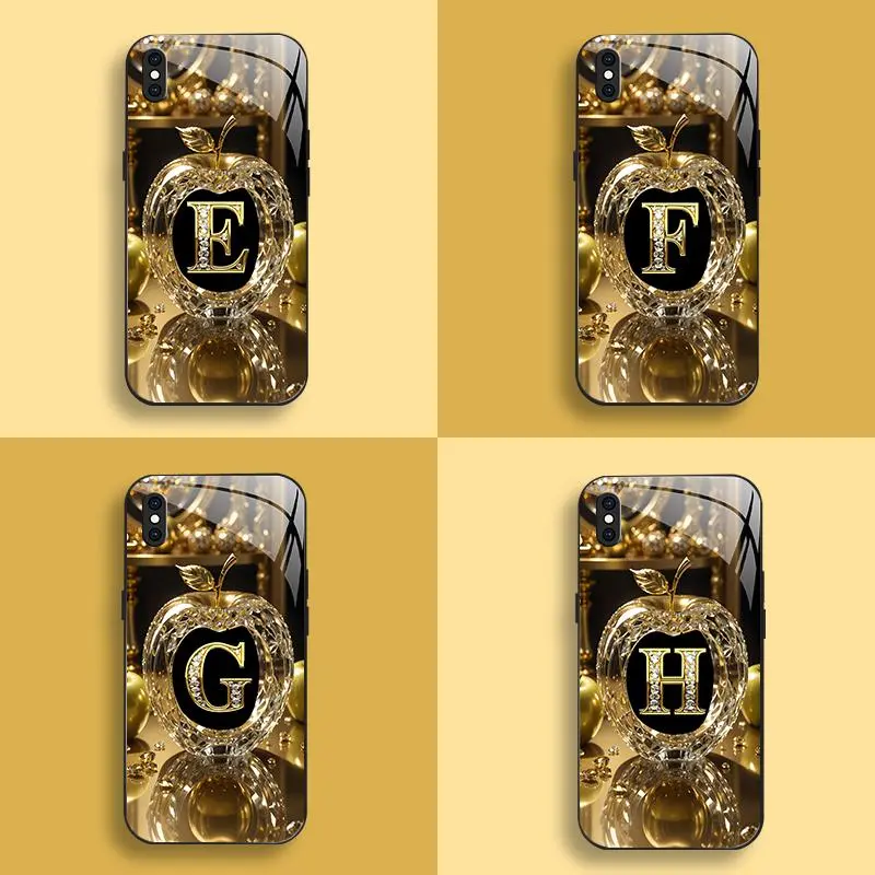 Suitable for [iPhone Xs Max] New high-end letter glass mobile phone case New business simple metal paint electroplated glass mobile phone case Affordable price Anti-drop and anti-fingerprint 995