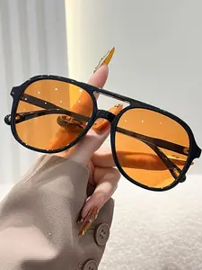 Unisex Fashionable Tinted Lens Sunglasses, Trendy Casual Sunglasses for Everyday Use, Fashion Accessories for Outdoor Activities, Trendy Beach Eyewear