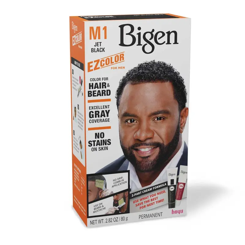 Bigen EZ Pre-Mixed Permanent Jet Black Hair Dye (M1) - 80g Easy Comb-In Cream, Haircare for Male Aging Selfcare, Easy Application, No Mess/Stains, Excellent Gray Coverage, Hair Coloring