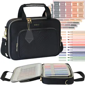 Bible Cover for Women Bible Case, Large Bible Bag, Bible Study Supplies Bible Journaling Kit Book Carrying Case with Bible Highlighters Tabs, Valentines Day Christian Gifts for Women