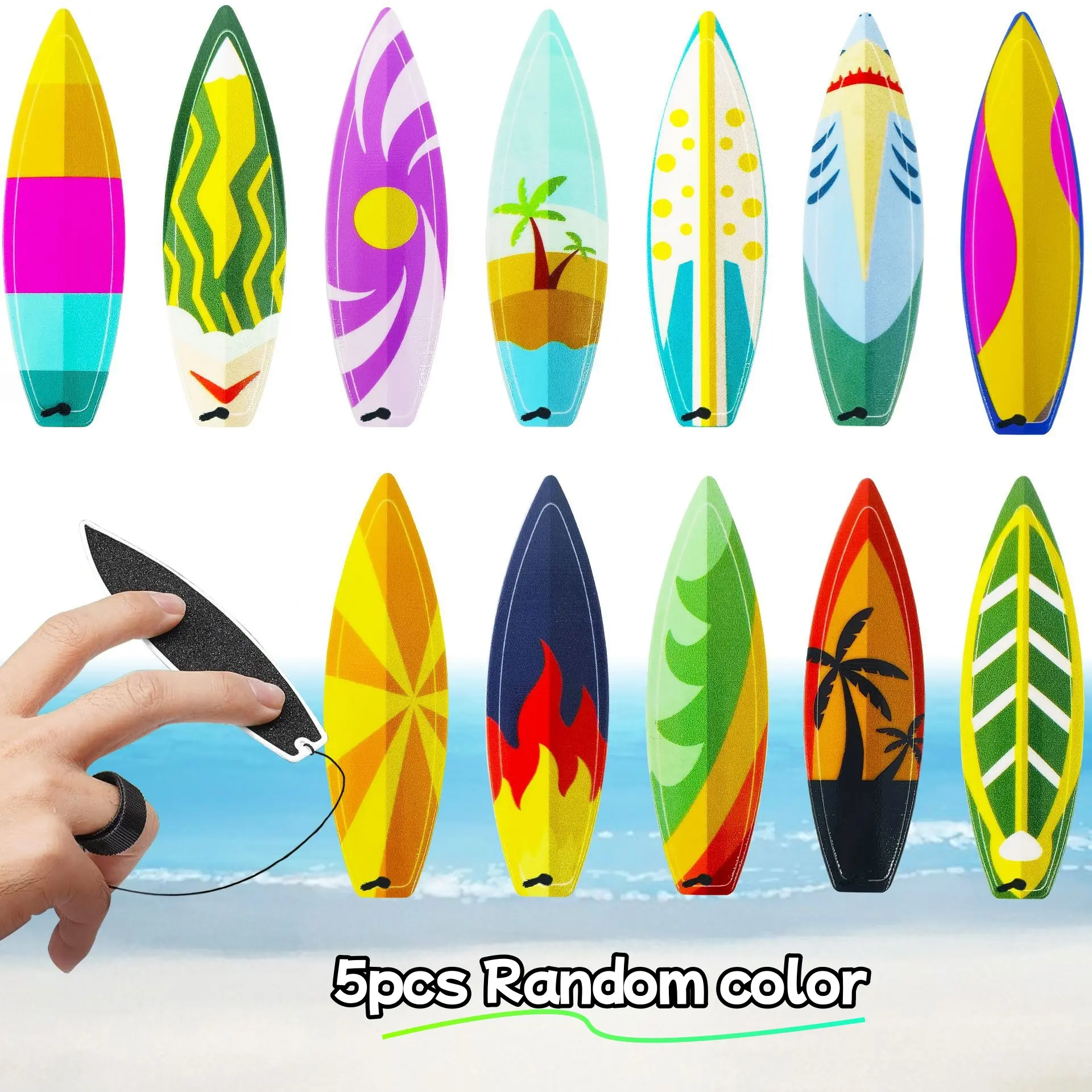 5-Piece Mini Finger Surfboards, Colorful Thumb Air Surf Toys, Kids Fingertip Skateboards, Sensory Fidget Tool, Fidgeting, Party Incentive Gifts, Christmas Presents for Boys & Girls