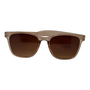 Transparent Tan Frame and Brown Tinted Lens Sunglasses Unisex As Shown in the Image