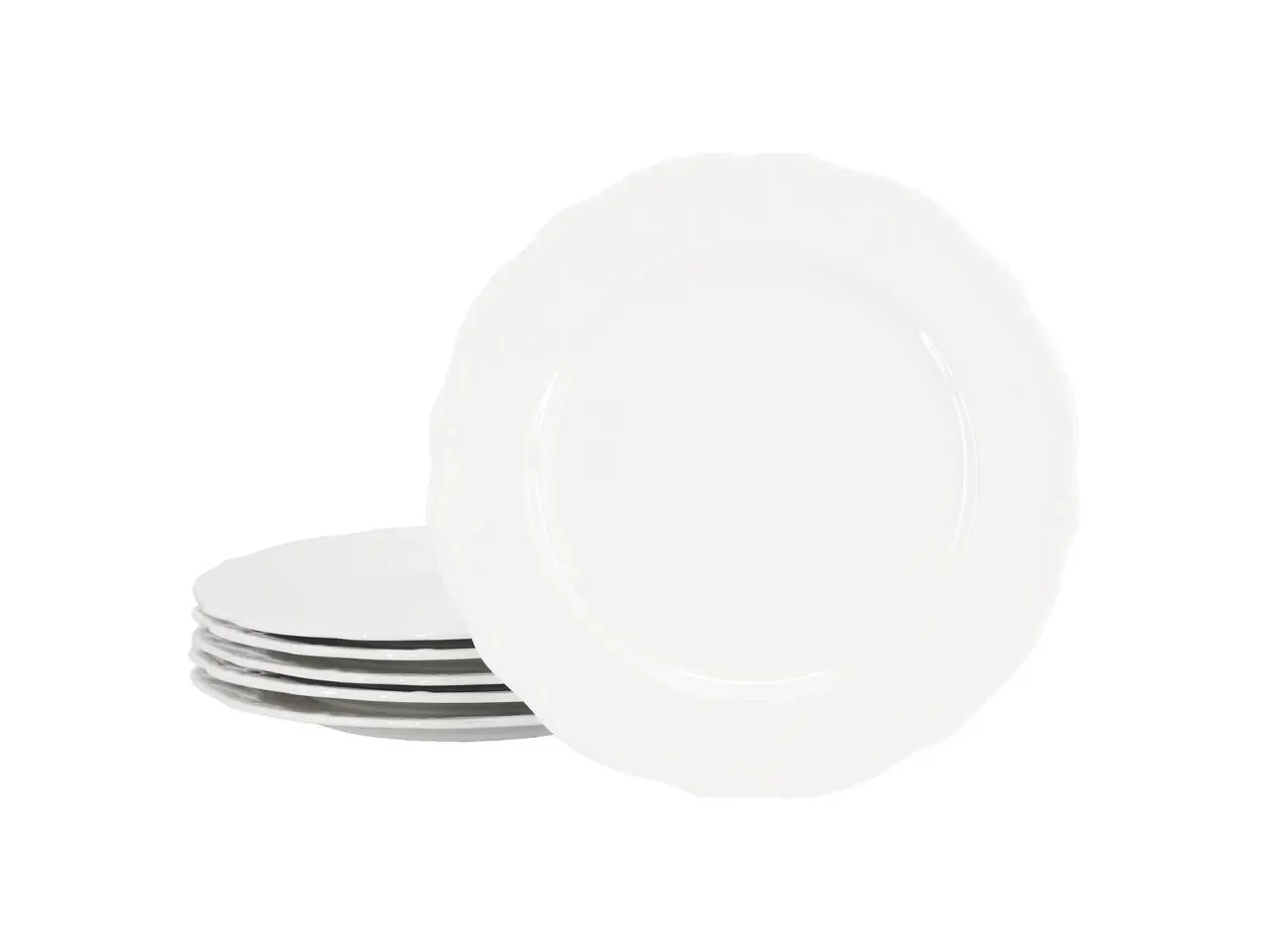 Elama Henryi 6 Piece 10.6 Inch Porcelain Dinner Plate Set in White Elama Henryi 6 Piece 10.6 Inch Porcelain Dinner Plate Set in White