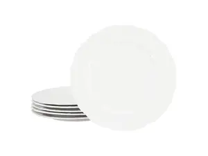 Elama Henryi 6 Piece 10.6 Inch Porcelain Dinner Plate Set in White Elama Henryi 6 Piece 10.6 Inch Porcelain Dinner Plate Set in White
