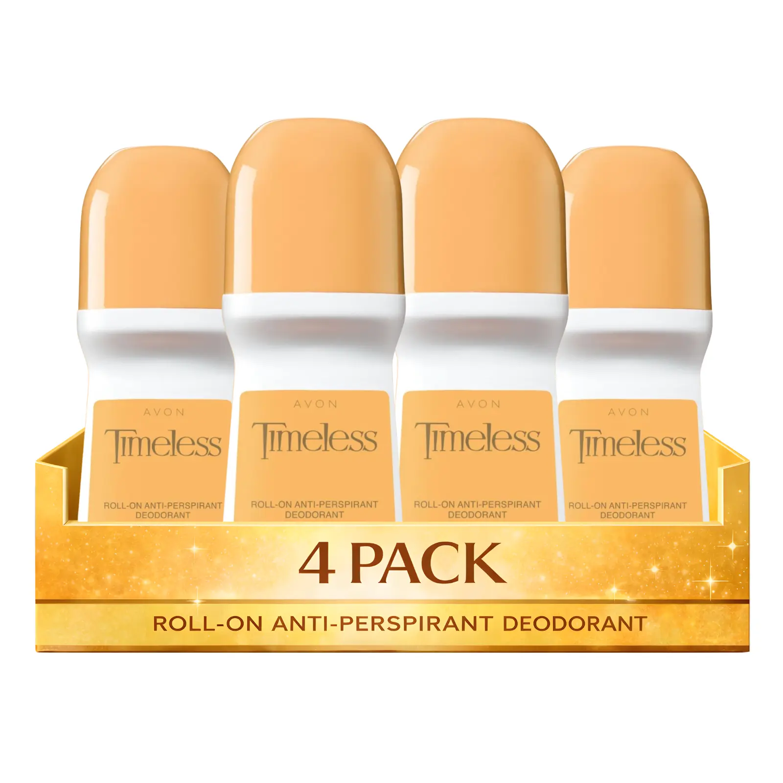 Timeless Roll-On Anti-Perspirant Deodorant for Men & Women Pack of 4 (2.6 fl oz / 75ml Each) | 24-Hour Odor Protection | Cardamom, Jasmine & Patchouli