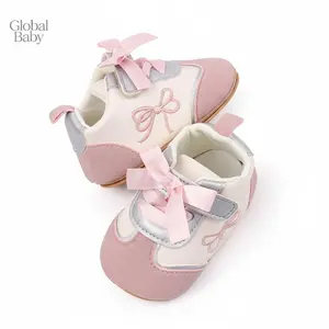 Global Baby Girls Shoes, Soft Sole Embroidery Bow Sneakers Non-slip Sweet Ribbon Embroidered Bow Soft Rubber Sole Casual Shoes Toddler Toddler Shoes for Casual Daily