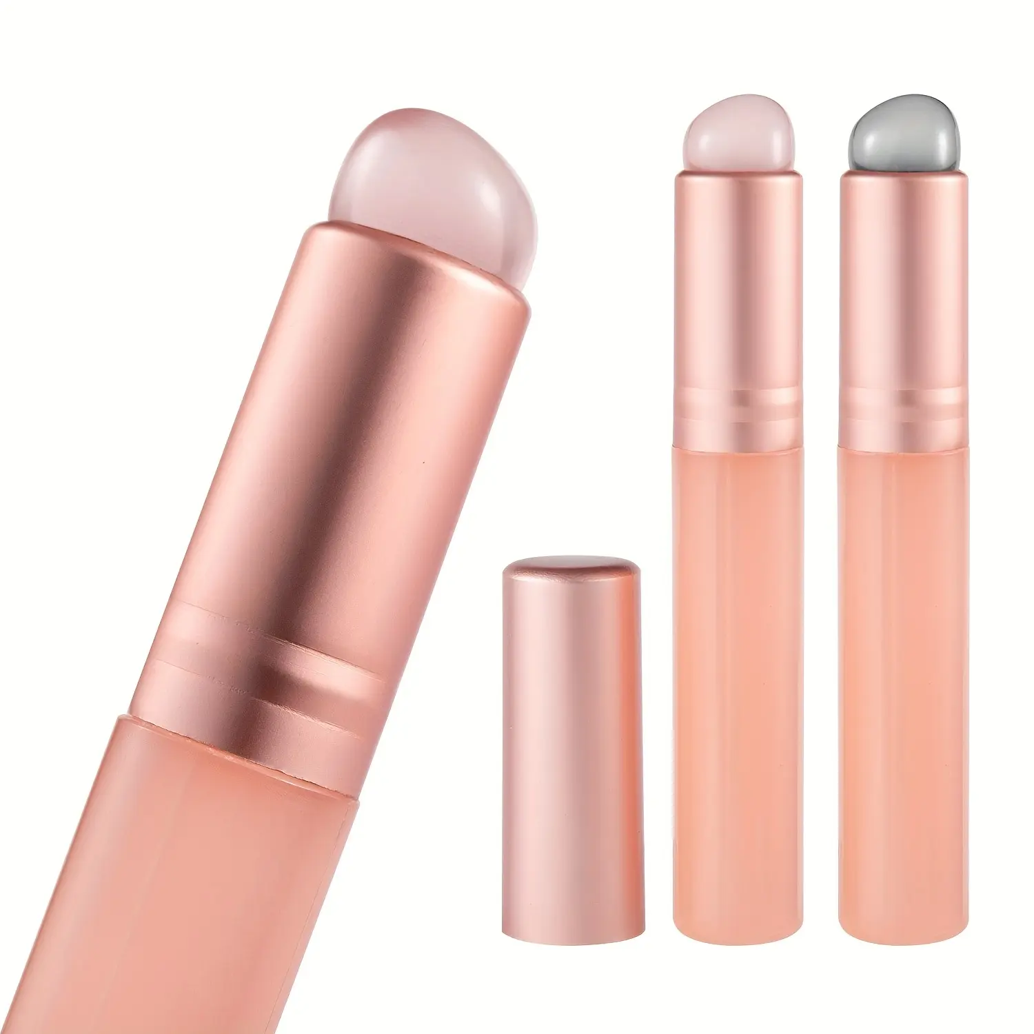 2-Piece Silicone Lip Brush Set with Protective Caps - Face Makeup Brush, Soft, Mini Portable Precision Design for Precise Lipstick, Concealer, and Eyeshadow Blending Application, Silicone Brushes