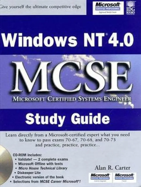 Used Windows NT 4.0 MCSE Study Guide Books, Wiley, Good Condition, In-Depth Study Resources for Passing MCSE Exams by Alan R. Carter (Hardcover)