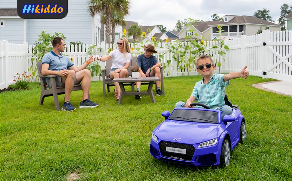 Hikiddo 12V Kids Ride on Toy Car, Licensed Audi Electric Car for Toddler with Remote Bluetooth Outdoorfun