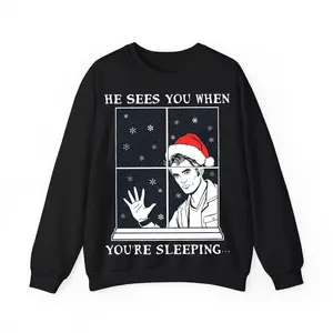 He Sees You When You're Sleeping Christmas Shirt, Twilight Christmas Sweatshirt, Funny Shirt, Gift For Fans