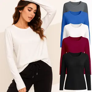 Multi Pack Solid Color Crew Neck Short Sleeve & Long Sleeve T-Shirt for Women - Black White Grey - Casual Summer Top - Everyday Wear Gift for Mom