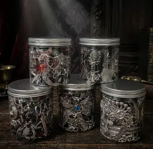 Dark Gothic Style Mystery Jewelry Jar Set, Women Costume Jewelry Collection, Including Rings Necklaces Earrings, Spooky Halloween Decor, Punk Goth Aesthetic Accessories for Cosplay & Daily Wear