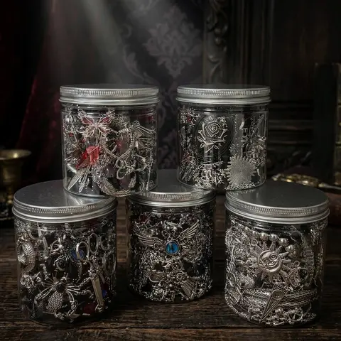Women's Dark Gothic Factory-Sealed Antique Decorative Necklace Bracelet Set Mystery Jar - Alt Accessories, Jewelry for Women, Quirky Gifts for Adults Female Halloween Spooky Decor & Punk Cosplay Daily Wear