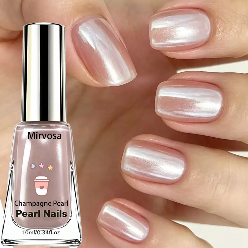Elegant Champagne Pearl Nail Varnish, Subtle Metallic Pearl Shine Nail Lacquer, Perfect for Prom, Vacation & Casual Daily Nails
