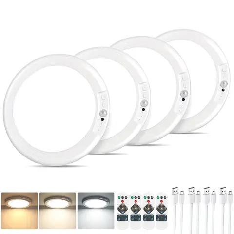1/2/4 Pack Rechargeable Ceiling Light , 3 Color Modes, Motion Sensor with Remote, Wireless Battery-Operated Magnetic LED Lights for Shower, Closet, Pantry, Shed, Hallway, Porch, Garage