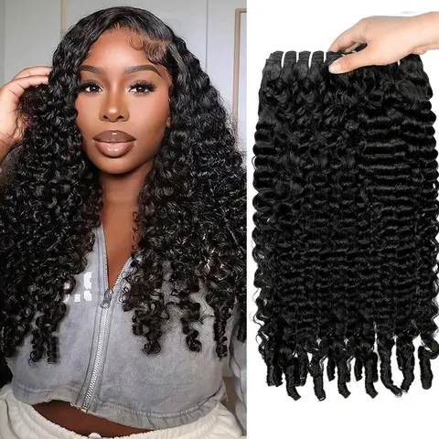 Burmese Curly Human Hair Bundles 1 3 4 Bundles Quick Weave Extensions Straight/Body  Human Hair Weave Bundles