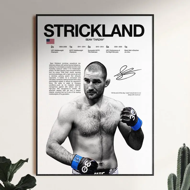 Sean Strickland Poster, UFC Wall Print, MMA Wall Print, Fighter Poster, Gym Poster, UFC Fan Room Decor, Gift for Him, ufc Champion