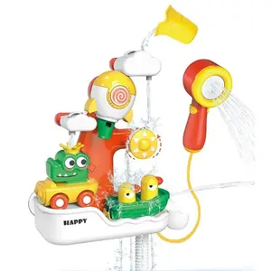 Water Carnival Shower Head Set, Wave Design & Duck Shape, Waterproof Tech, Strong Suction Cup Wall Mount, Fun Bathing Atmosphere