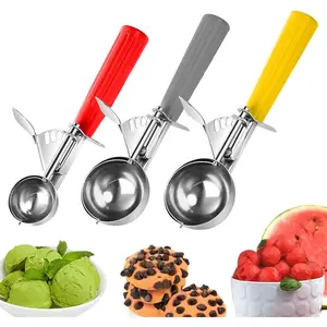 Cookie scoops for baking set of 3 stainless steel ice cream scoops with trigger heavy duty metal cookie scooper set professional portion scoop set cupcake measuring scoop for cookie dough