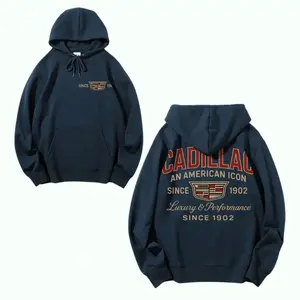 Cadillac American Icon Hoodie – Navy Blue Luxury Performance Sweatshirt Since 1902 Graphic, Vintage Automotive Streetwear Pullover