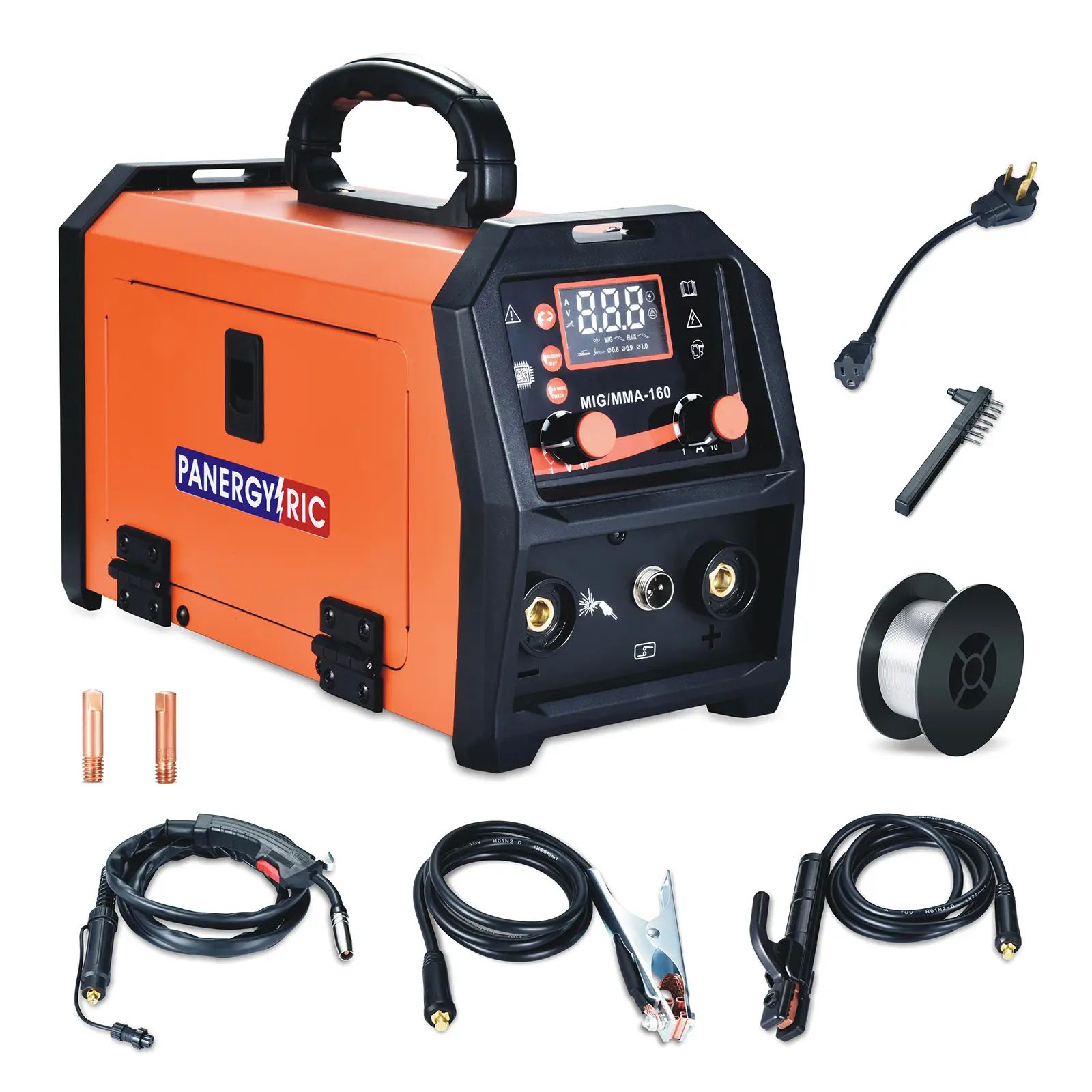 MIG Welder,110V/220V Flux Core Welder Gasless MIG/Lift TIG/Stick 3 in 1 Big LED Digital Display Welding Machine IGBT Inverter Welder