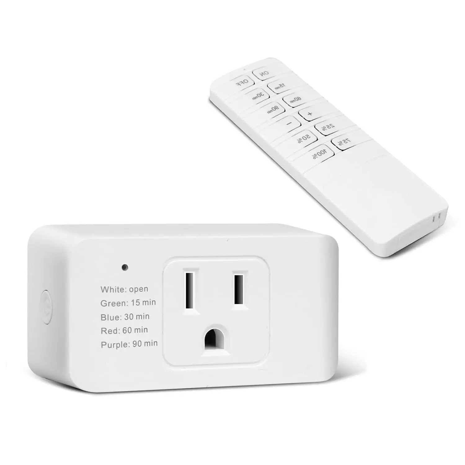 Plug-Powered Indoor Dimmer & Timer Switch with Timer Functions for LED Lights, String Lights, Dimmable Bulbs/Table Lamps - 100 ft Range Remote Control, 90V-120V Compatibility