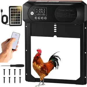 Solar-Powered Automatic Chicken Coop Door, Smart Sensor Anti-Collision Chicken Coop Gate, Electric Poultry Door for Farm Use, Chicken Coop Enclosure