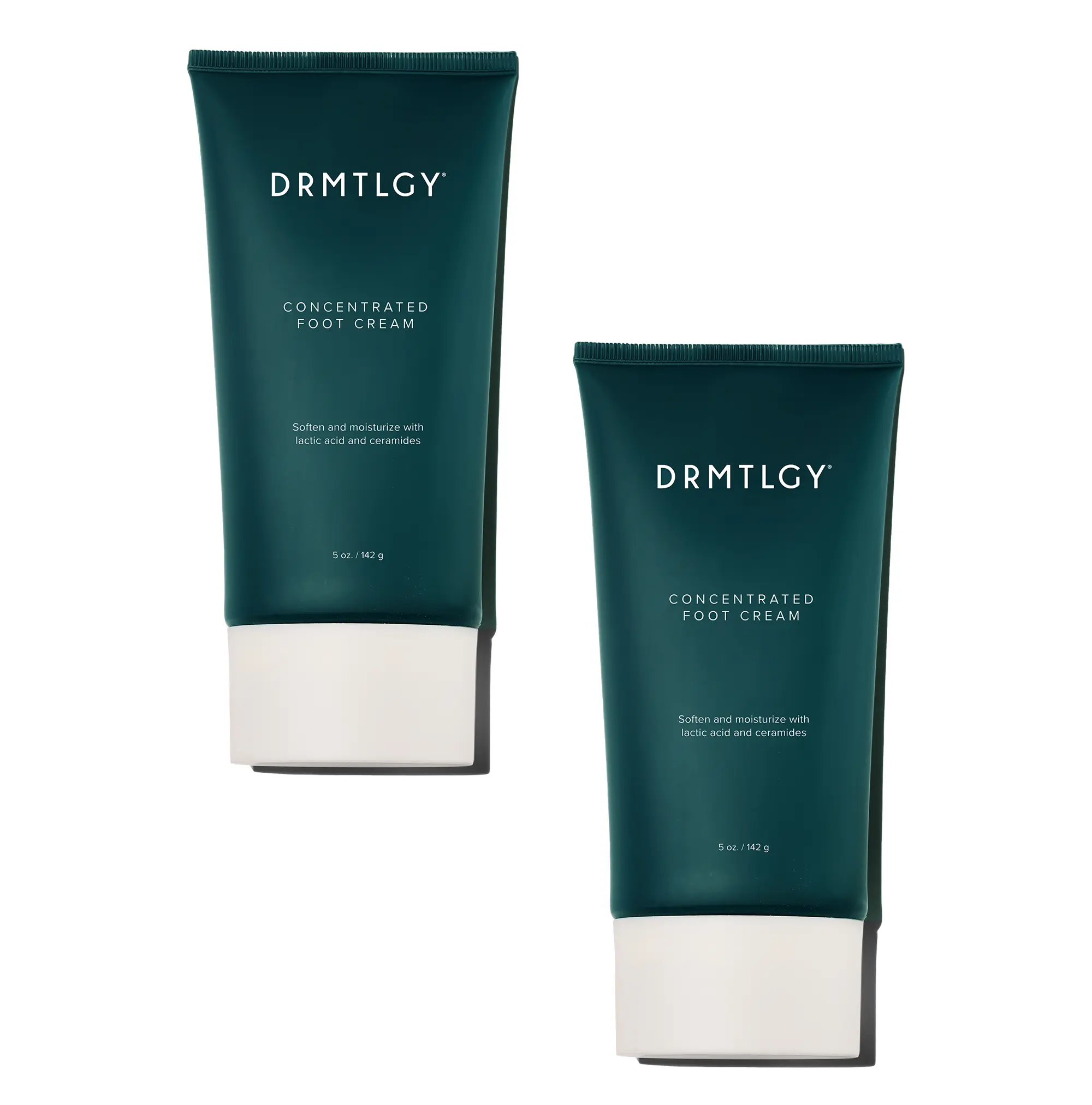DRMTLGY Concentrated Foot Cream Duo (2-pack). Exfoliates Dry, Callused Feet and Heels with Lactic Acid and Urea
