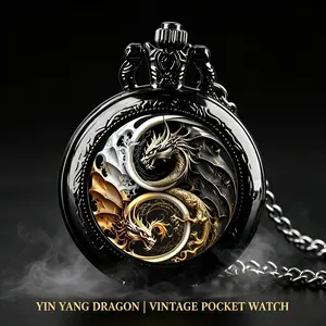 Men's Vintage Dragon Carved Quartz Pocket Watch,  Trendy All-match & Exquisite Watch for Birthday Gift  Fashion Round Dial Analog Watch for Party, Daily Decor,
