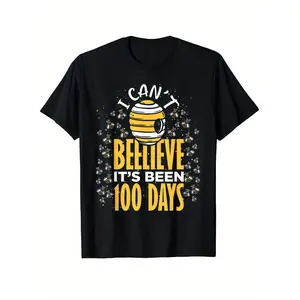 Happy 100th Day Of School Smarter for Students Teacher Boys Girls Women Men T-Shirts, Funny Novelty Graphic Letter Printed Tee, Short Sleeve Crew Neck Clover Graphic Irish T-Shirt for Dad Papa Grandpa Grandfather 100% Cotton