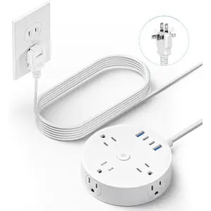 10FT 2 Prong Power Strip, Yozisital 2 Prong to 3 Prong Outlet Adapter, Flat Extension Cord, Surge Protector with Rotating Plug, 6 Outlets 4 USB(2 USB C), Wall Mount, Ideal for Non-Grounded Outlets