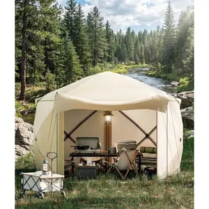 Garvee Pop-Up Screen Tent Gazebo - 5-Sided Pentagonal Canopy Shelter with 210D Oxford Fabric, Instant Setup, Lightweight 37lbs Portable for Patio, Backyard, Beach & Camping