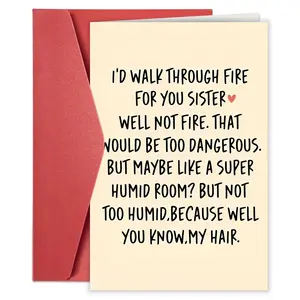 1PC Funny Birthday Card for Sister, Humorous Sister Birthday Gift, Happy Birthday Greeting Card, Thank You Card, Anniversary Card, Sisterhood Card