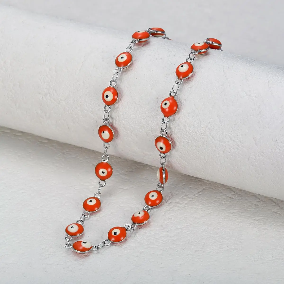 Bohemian Orange Beaded Minimalist Statement Necklace - 1pc Stainless Steel Jewelry, Fashionable Accessory, Non Tarnish Wear-Resistant Costume Jewelry for Daily Wear, Festivals, Non Tarnish Jewelry