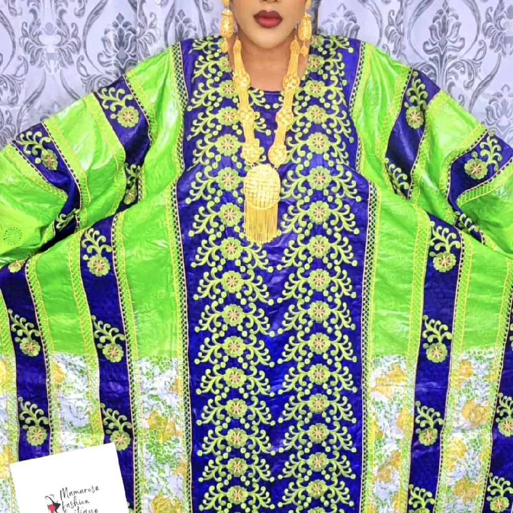 Dubai grand bubu bazin farafarani Elegant African style for women 3pcs sets one size fit all,comes with wrap and head wrap.