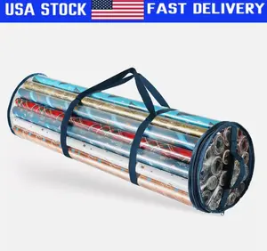 Waterproof Christmas Wrapping Paper Storage Bag Fits 14-20 Rolls 40 Inches Long