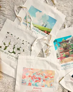 Everything's Ghibli Studio Accessories Store - Studio Ghibli Movies Art Tote Bag - Canvas 15"x16" - Various Models - Perfect for Everyday Wear
