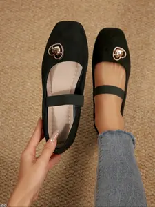 Women's Fashion Vintage Mary Jane Shoes, Classic Low Heel Ballet Flats, Elegant Style with Elastic Ankle Strap, Perfect for Women