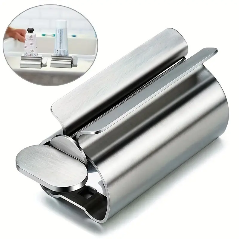 Stainless steel toothpaste squeezer: a labor-saving and hygienic hose squeezer for bathrooms, Restroom, a manual rotating facial cleanser toothpaste squeezer, Bathroom Organizers, Bathroom Accessory