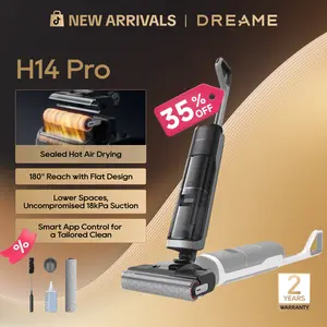 DREAME H14 Pro Elite Vacuum Mop, Wet Dry Vacuum Cleaner, 180° Lie-Flat Vacuum Mop, 140°F Washing and Fast Hot Air Drying, Powerful 18kPa Suction Floor Cleaner Machine, Easy GlideWheel Movement, Smart App Control