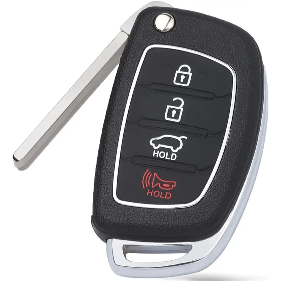 Black Car Replacement Smart Key Fob with Key Lock, Unlock Function, Transponder Chip, CR2032 Battery, 95430-C1010 FCC ID TQ8-RKE-4F16 for Hyundai Sonata 2014-2017, With Lock