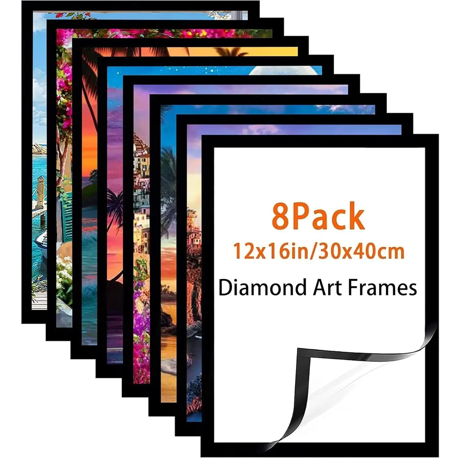 Diamond Art Frame 12x16 Inch - Diamond Frame 30x40 cm Painting Suitable for 10x14inch Picture, Diamond-Frames Magnetic Self-Adhesive,Suitabble Frames Painting for Wall Window Door
